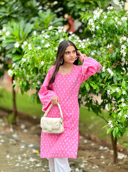 Baby Pink Pakisthani Touch Kurti