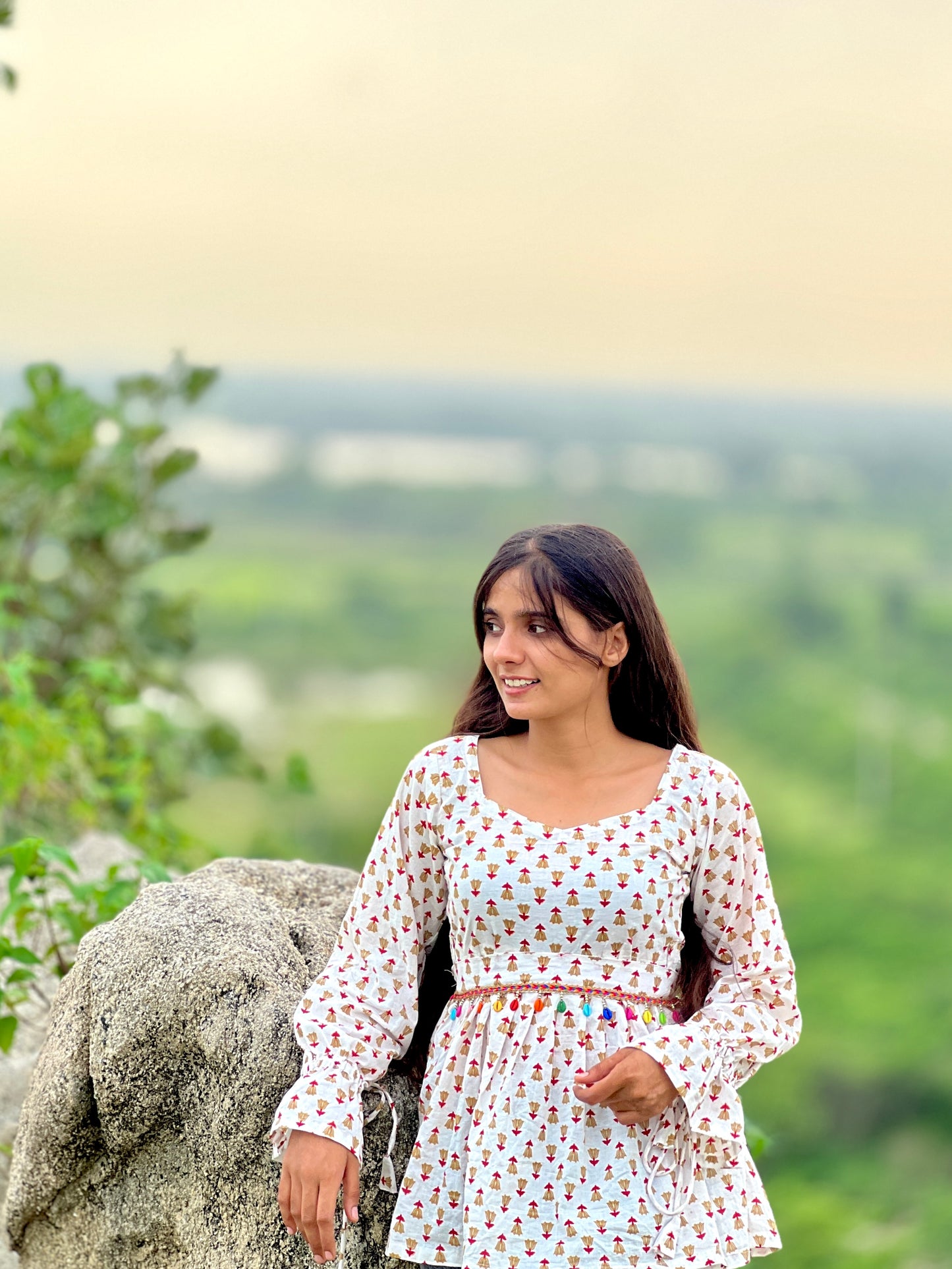 White gorgeous floral kurti in style