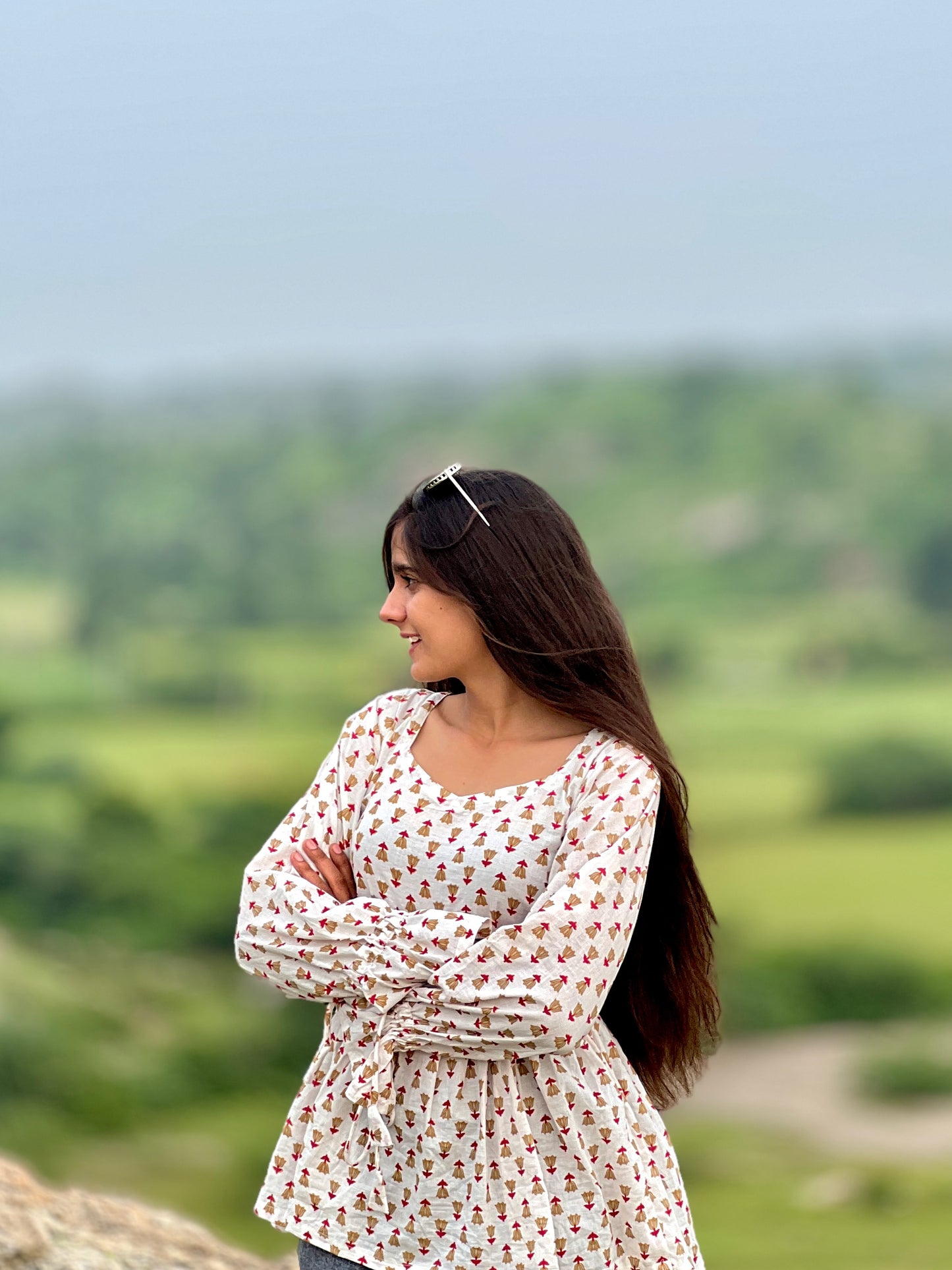 White gorgeous floral kurti in style