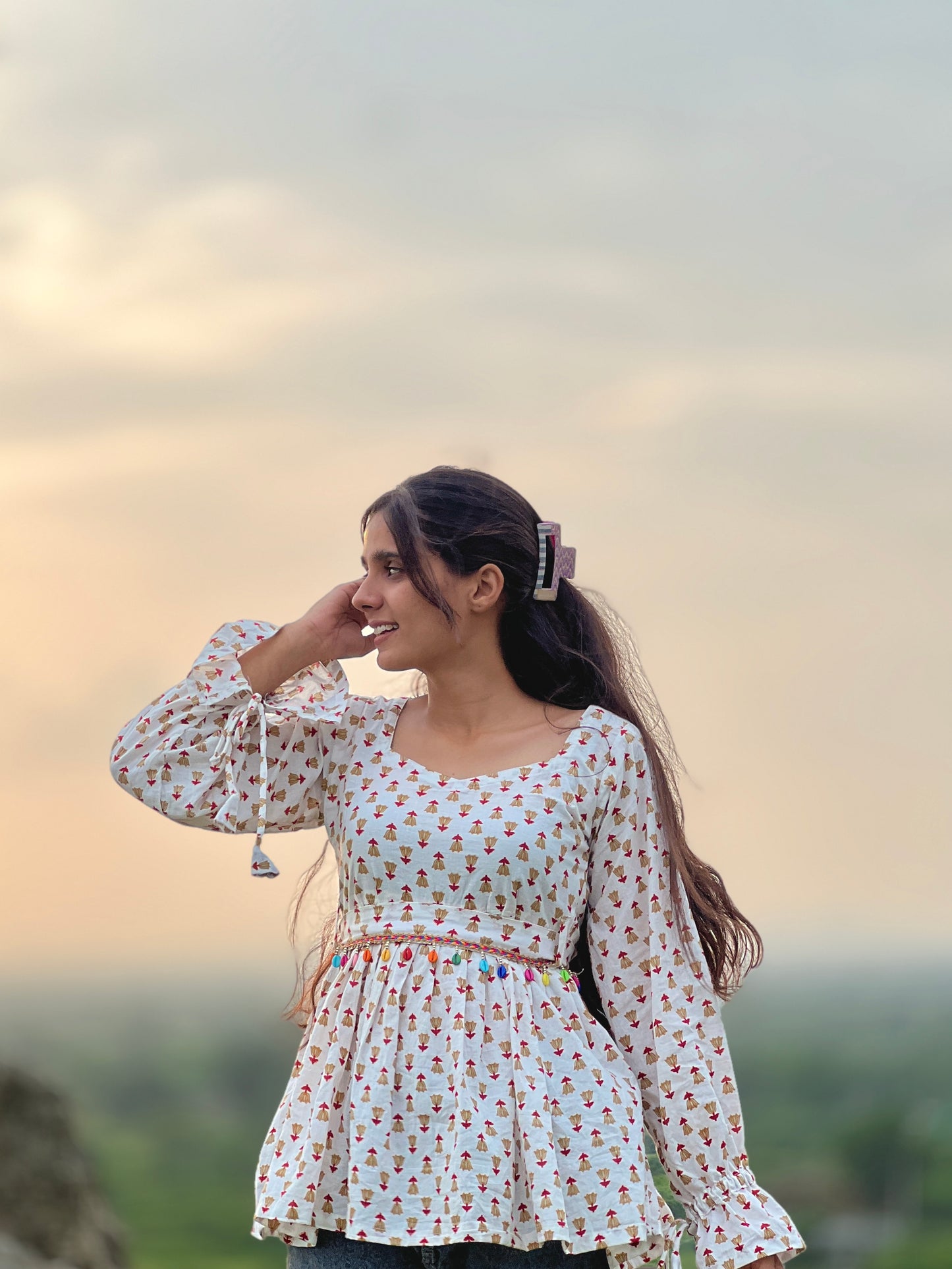 White gorgeous floral kurti in style