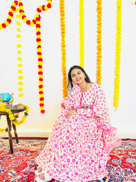 Pink Festive Floral Suit