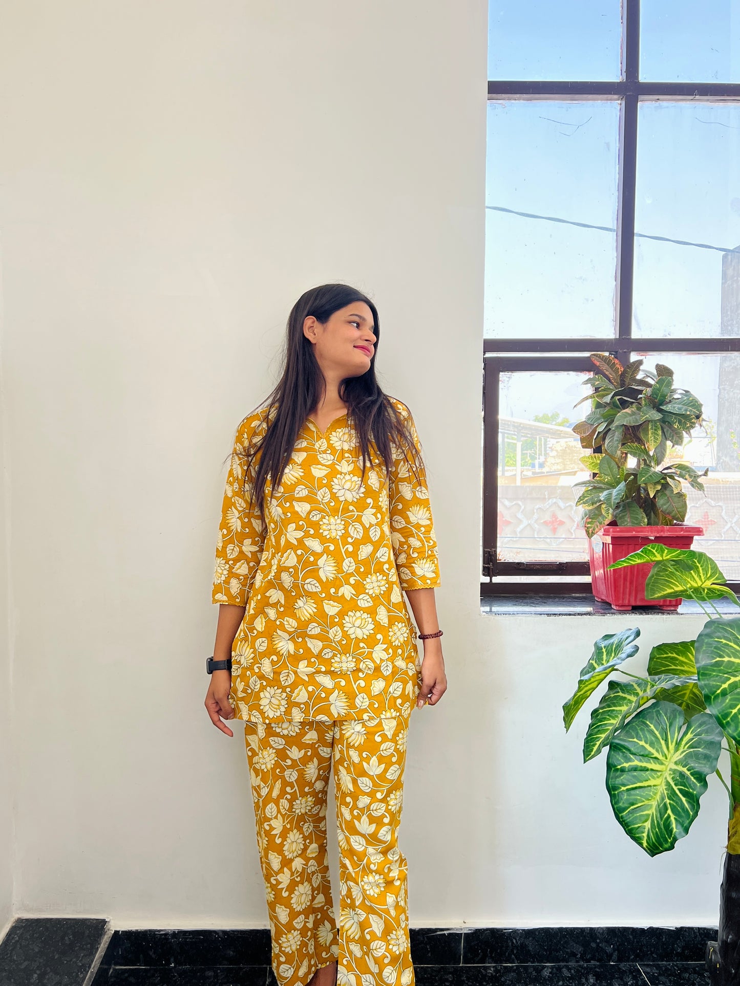 Yellow floral Co-ord Set