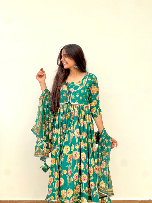 New Green Anarkali Set
