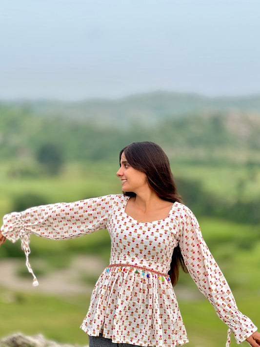 White gorgeous floral kurti in style