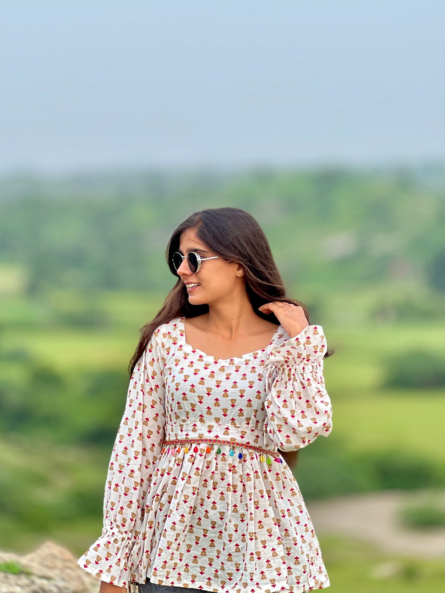 White gorgeous floral kurti in style