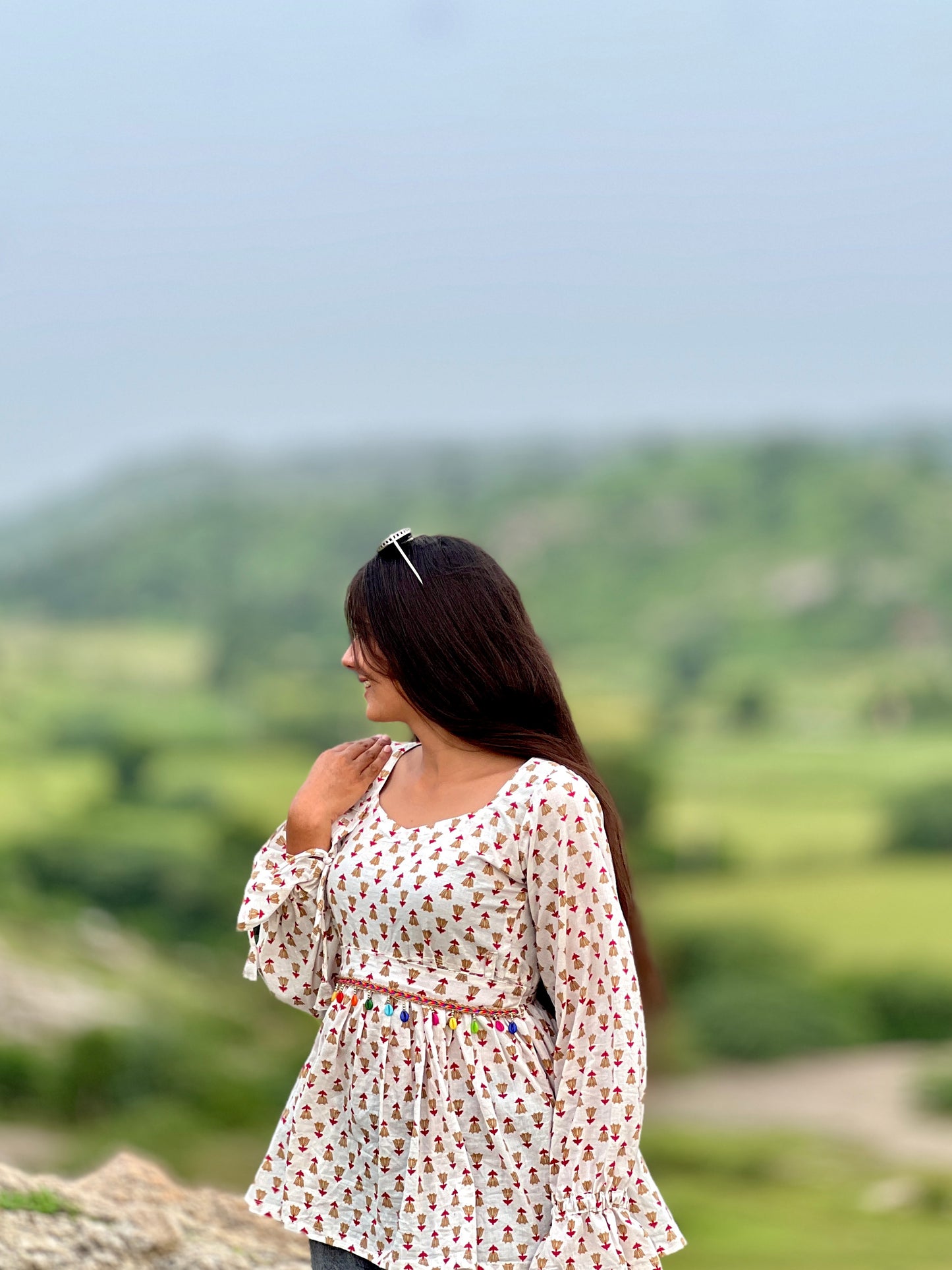 White gorgeous floral kurti in style