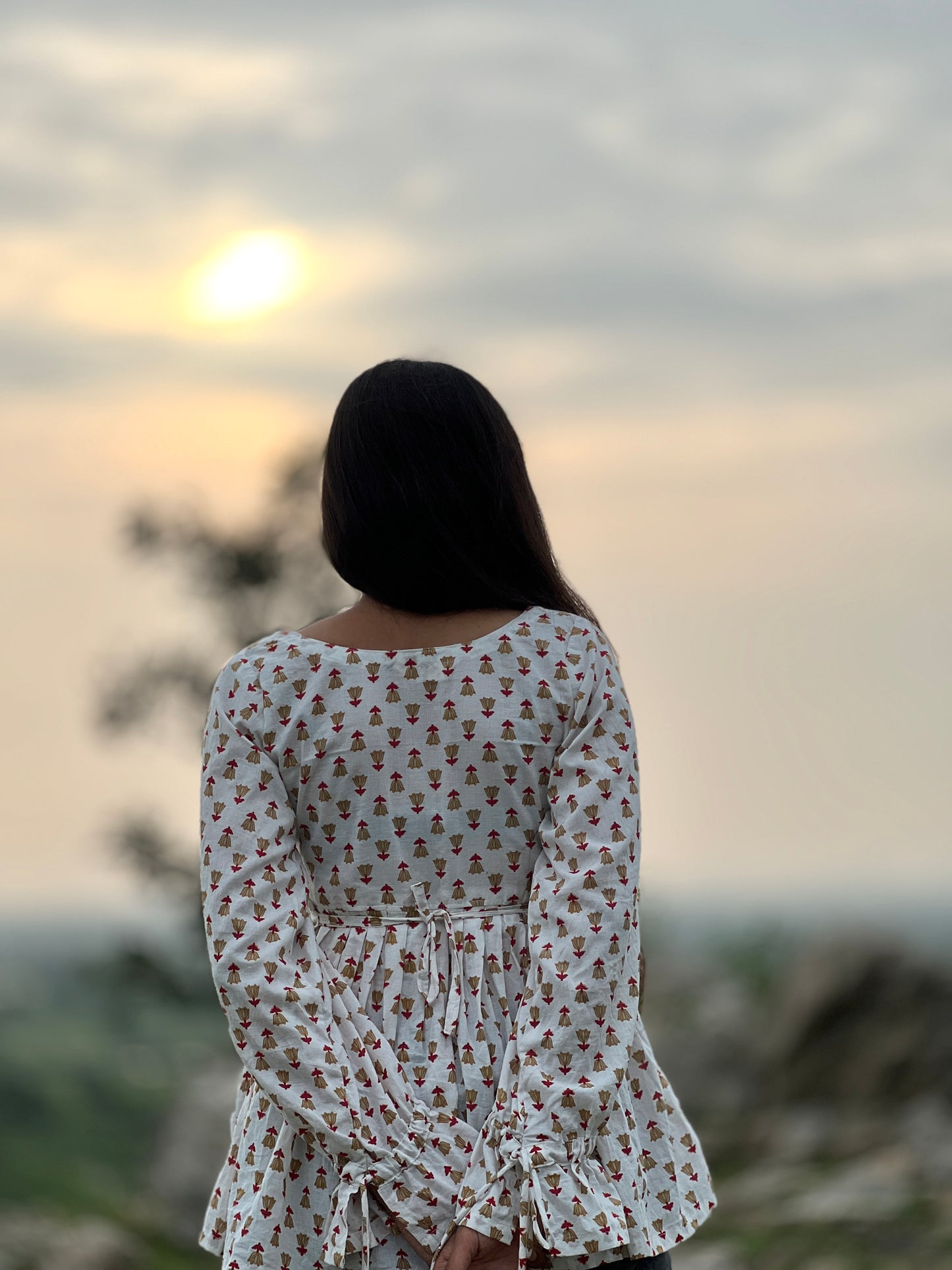 White gorgeous floral kurti in style