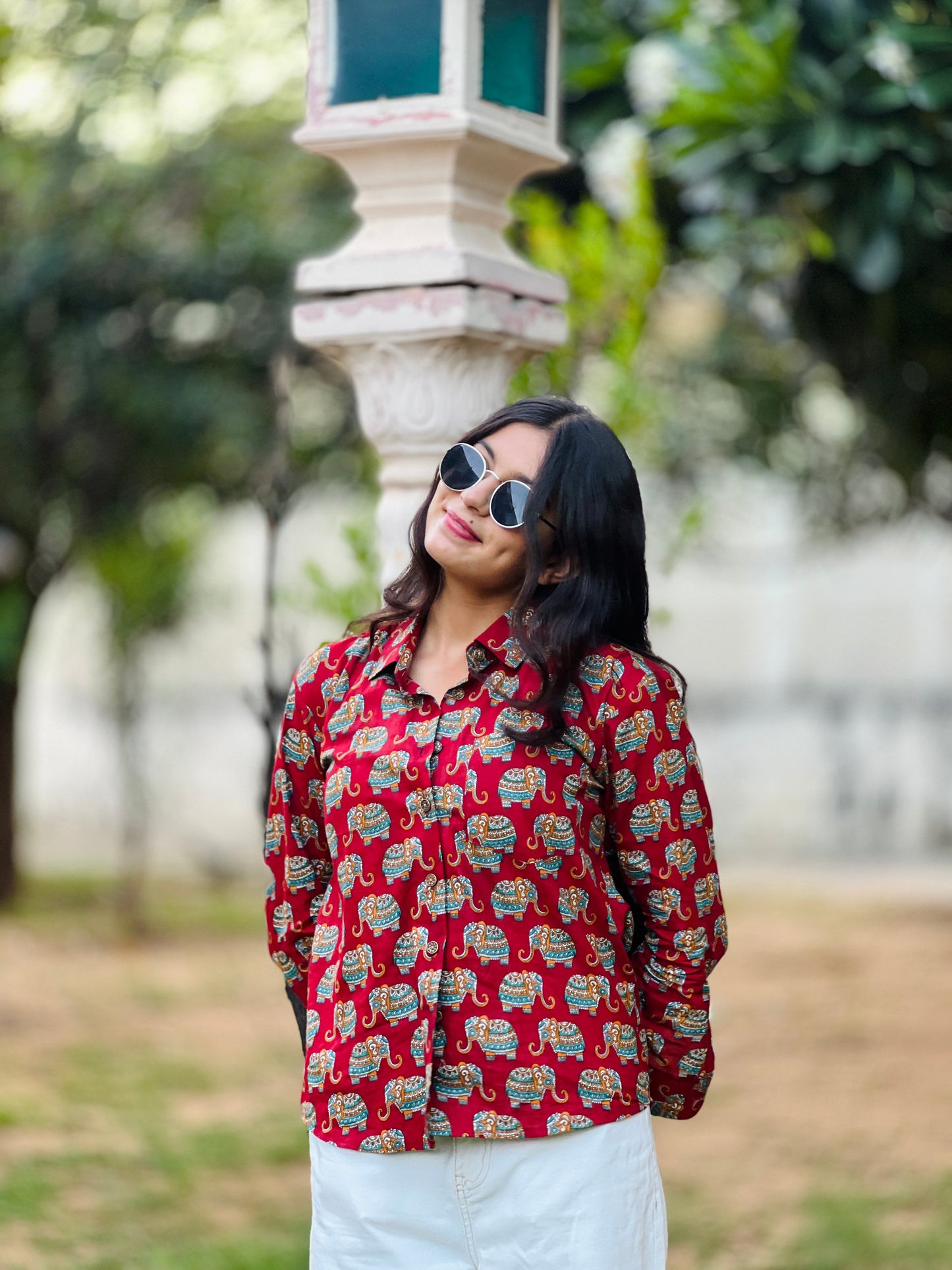 Red Elephant Pattern full sleeve shirt