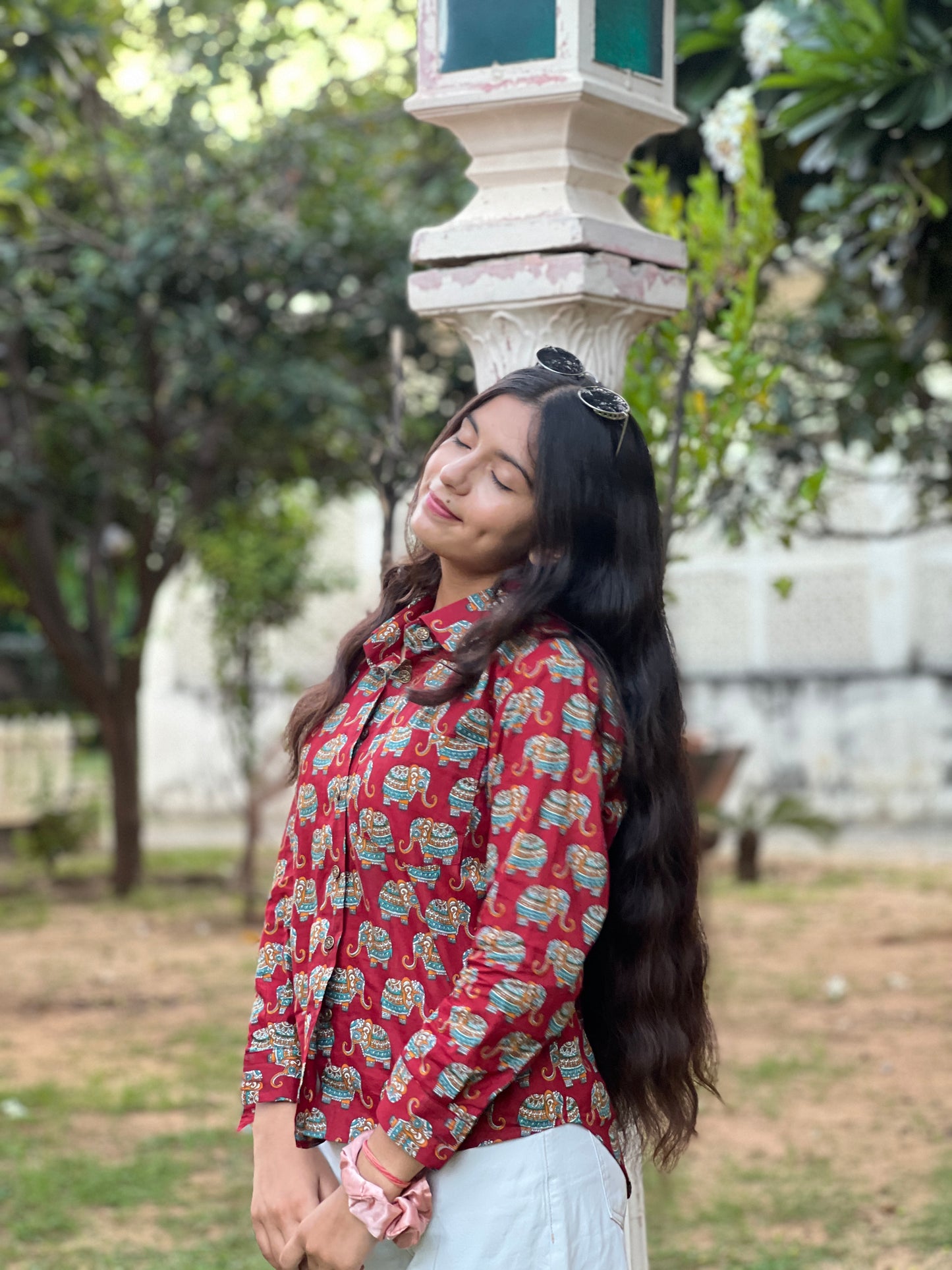 Red Elephant Pattern full sleeve shirt