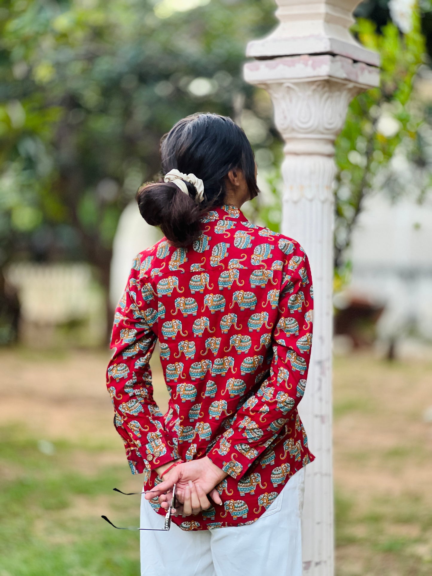 Red Elephant Pattern full sleeve shirt