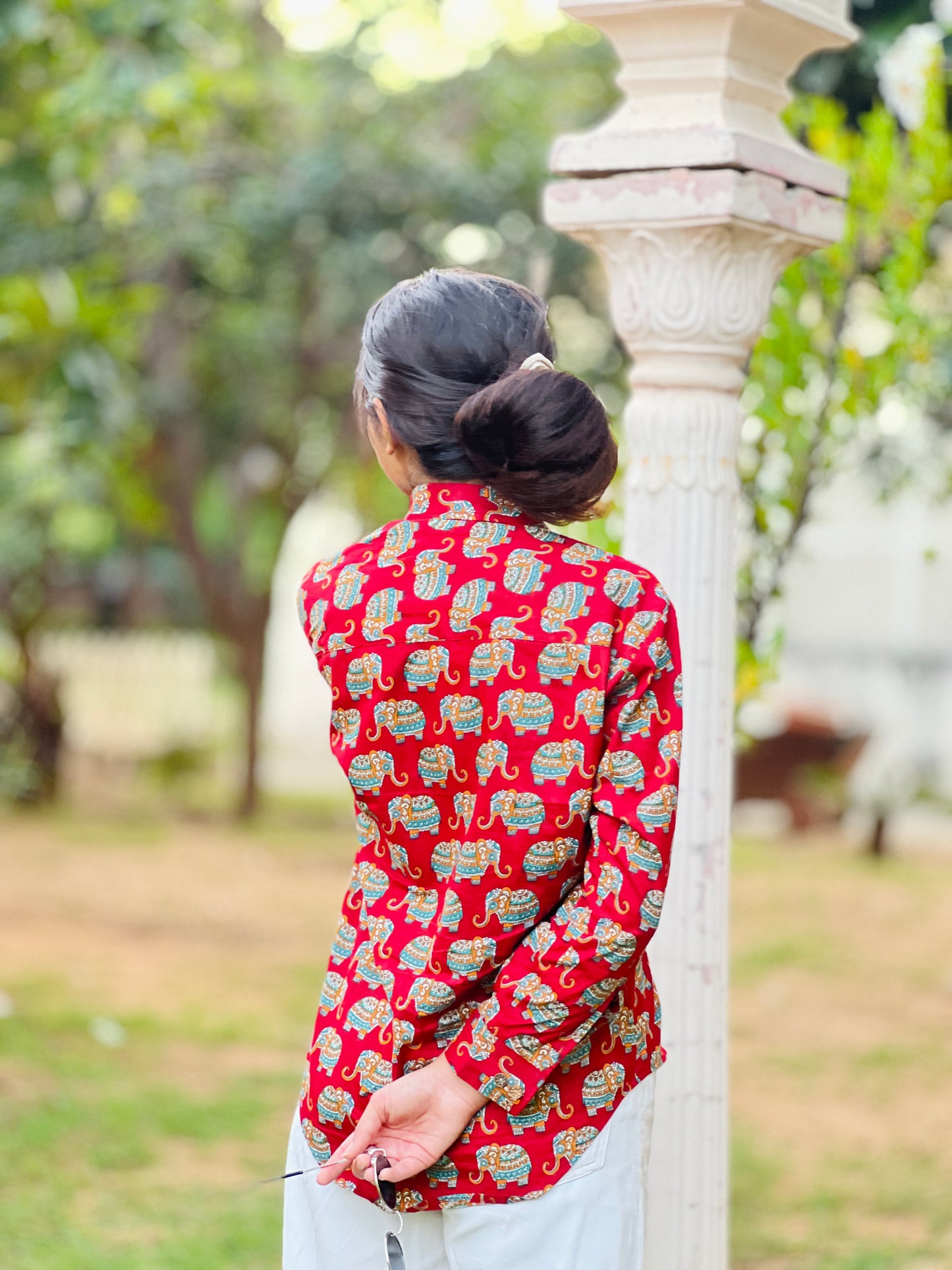 Red Elephant Pattern full sleeve shirt
