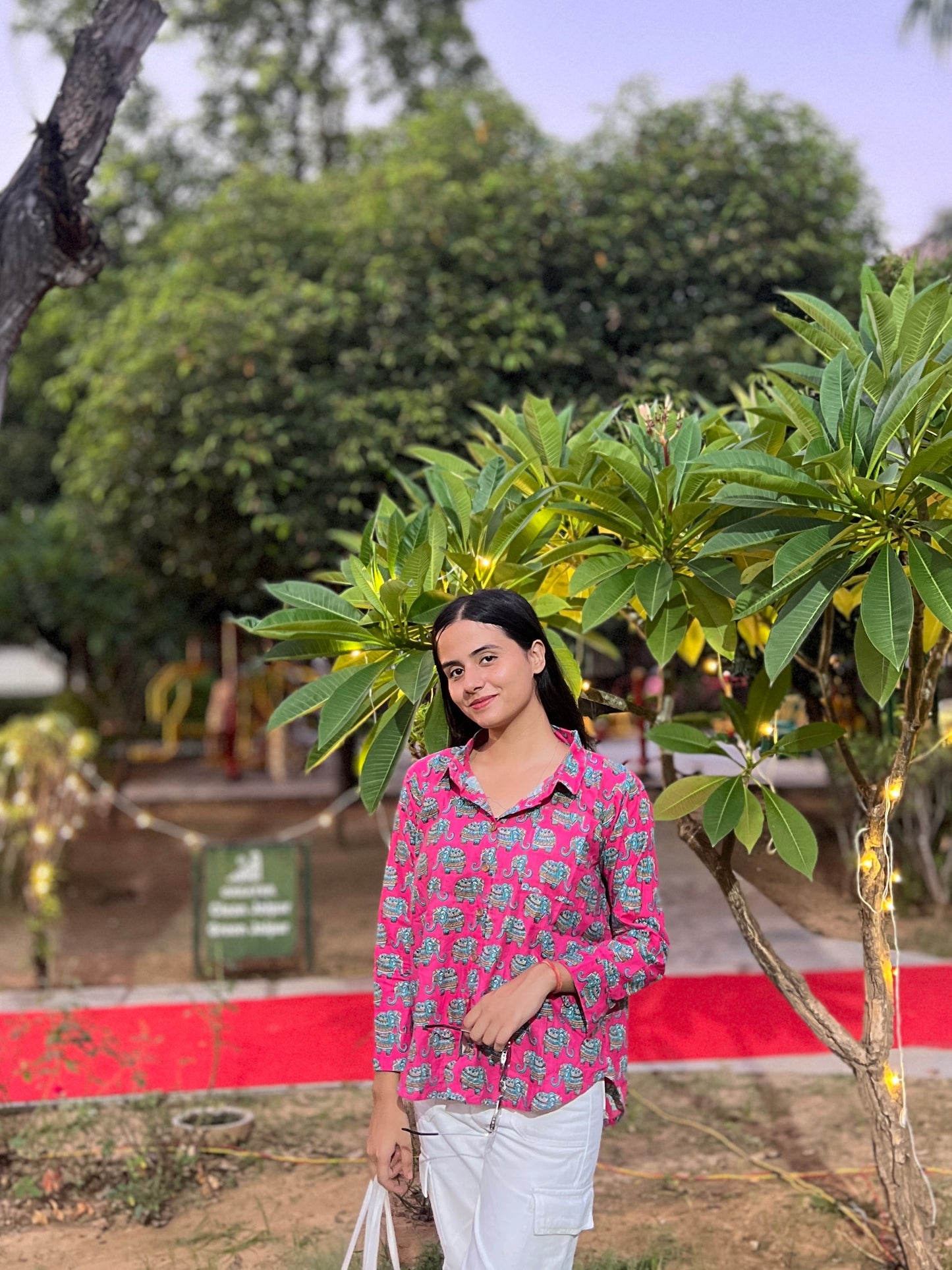 Pink Pattern full Sleeve Collared Shirt