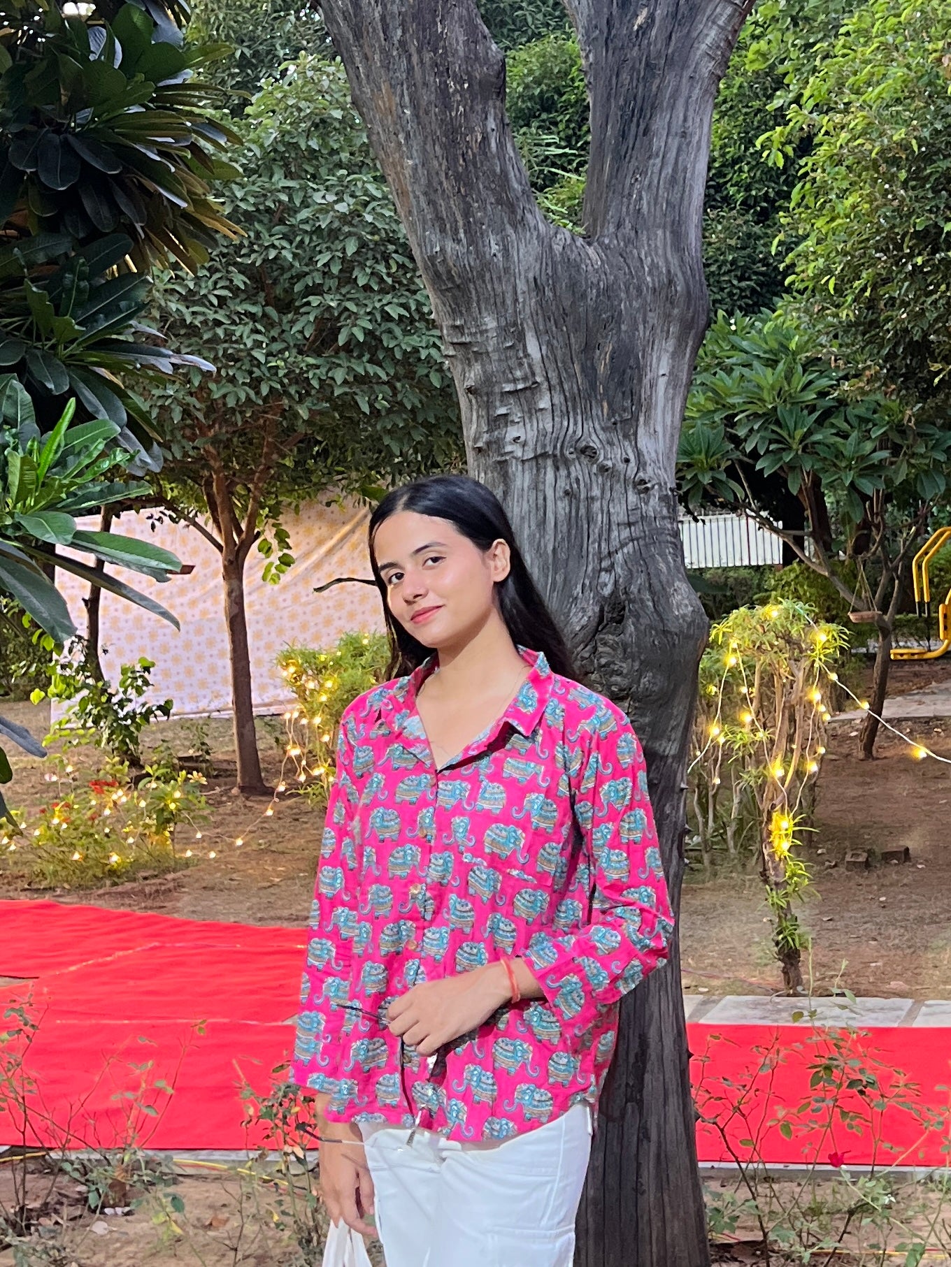 Pink Pattern full Sleeve Collared Shirt
