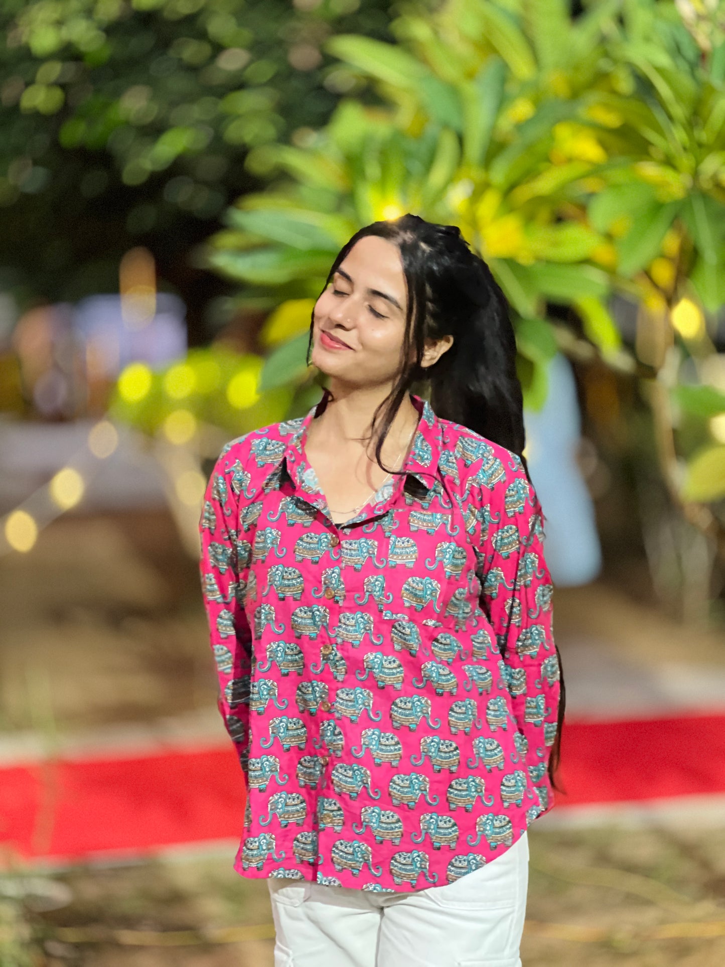 Pink Pattern full Sleeve Collared Shirt