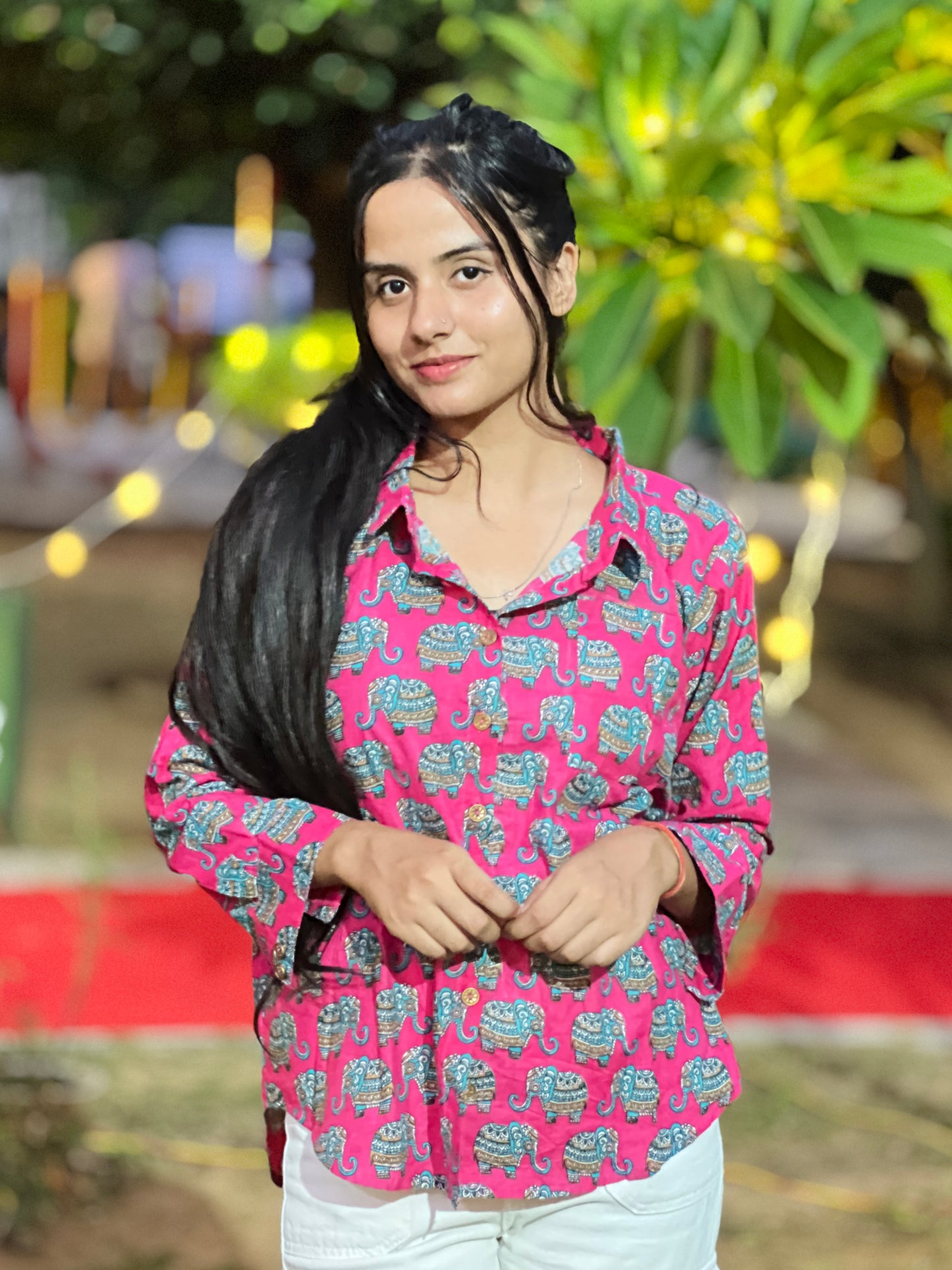 Pink Pattern full Sleeve Collared Shirt