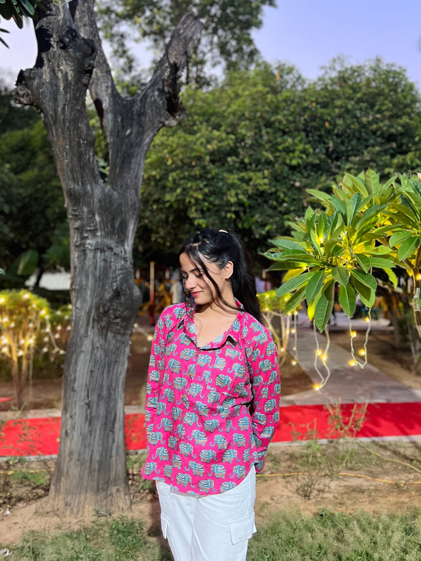 Pink Pattern full Sleeve Collared Shirt