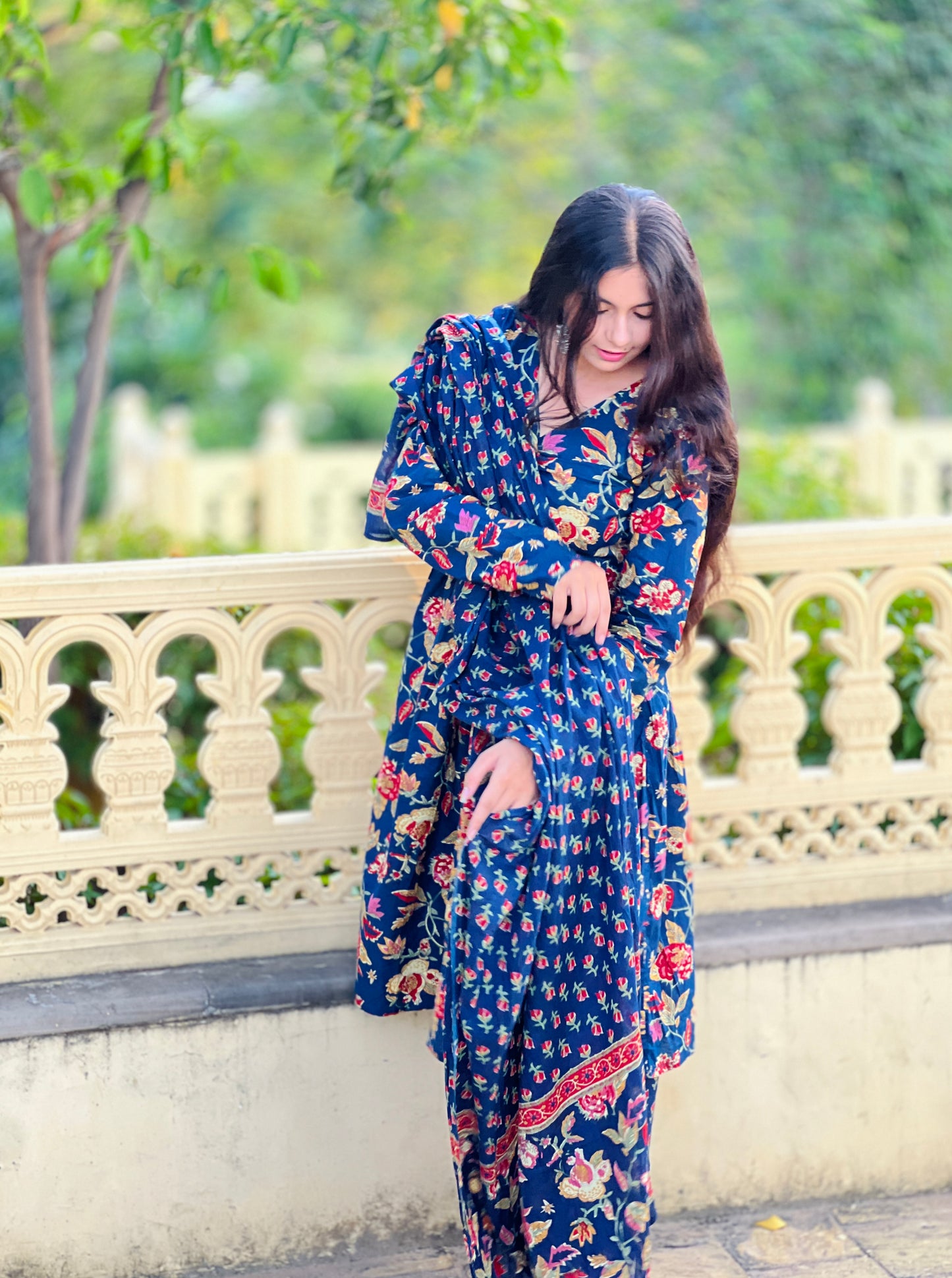 Blue floral Kurta Set