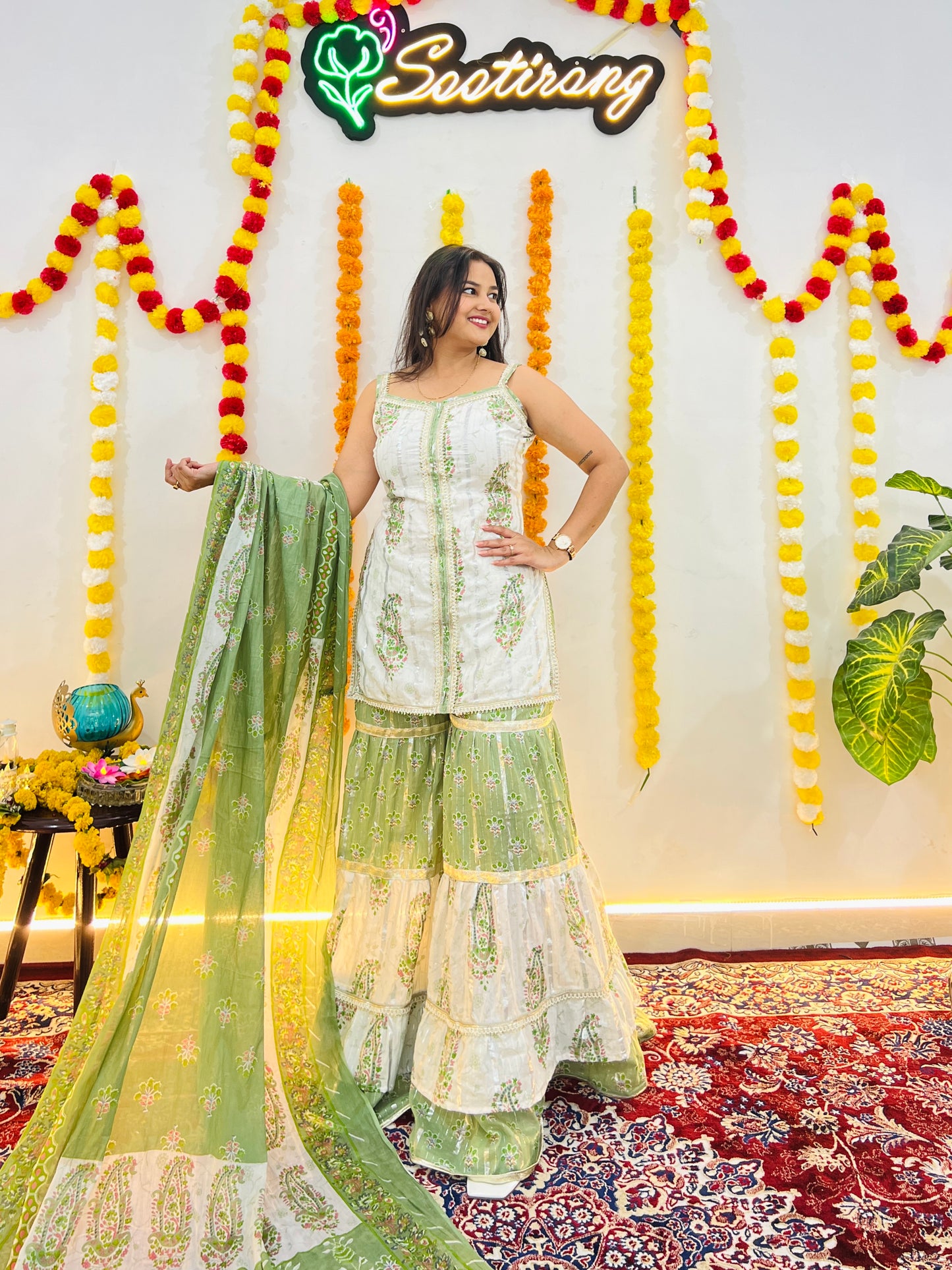 Light Green Shrara Suit