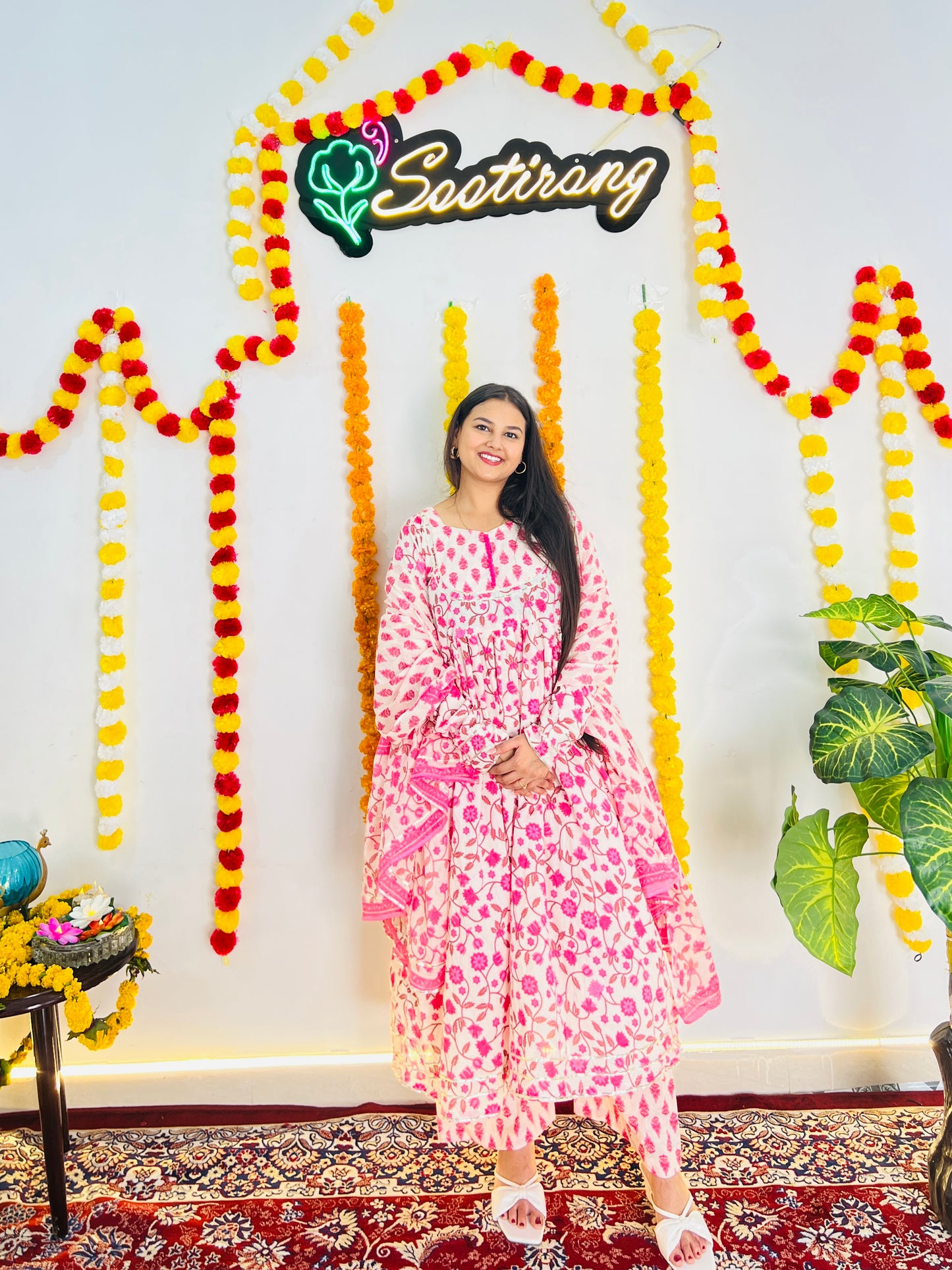 Pink Festive Floral Suit