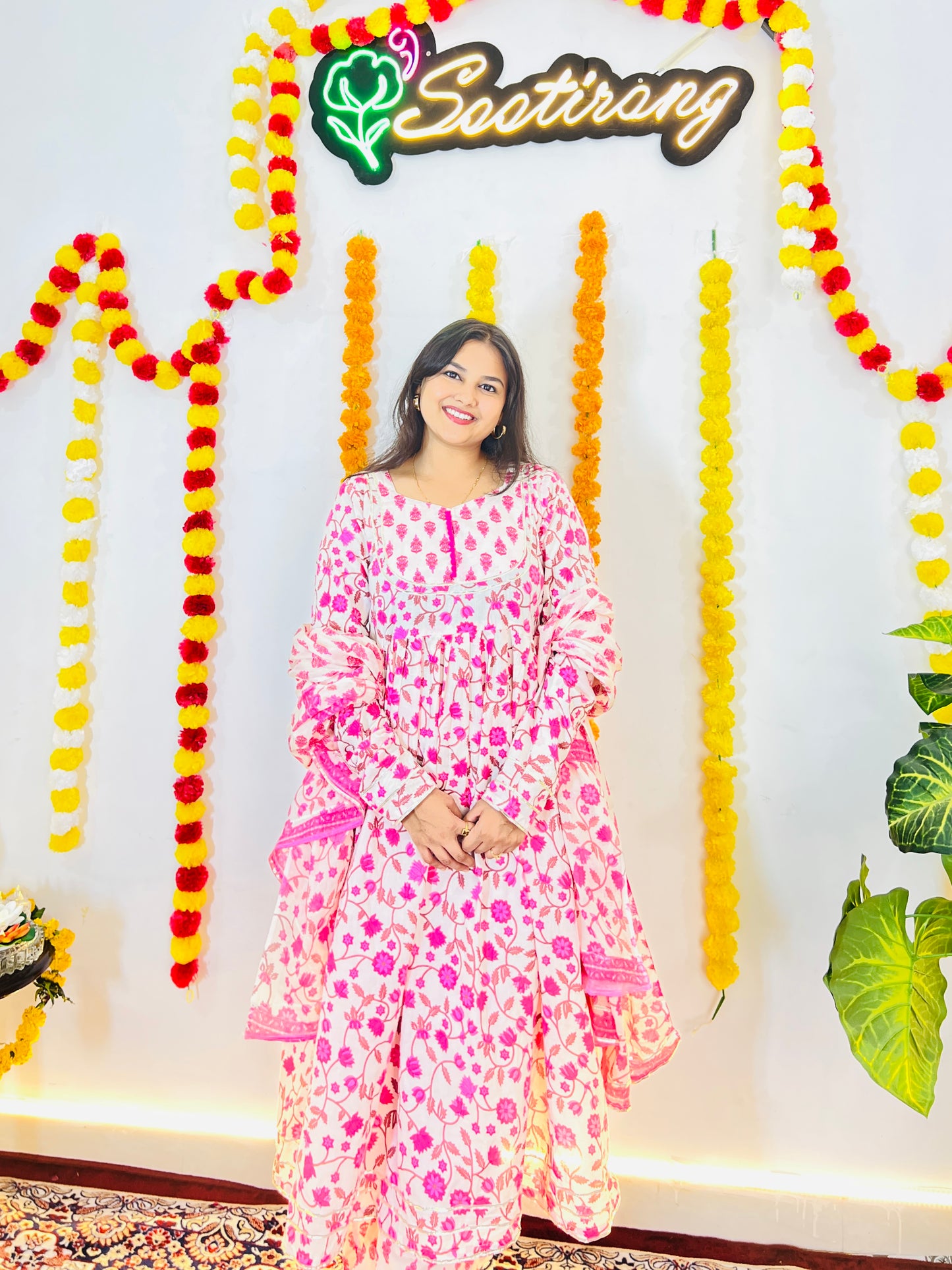 Pink Festive Floral Suit