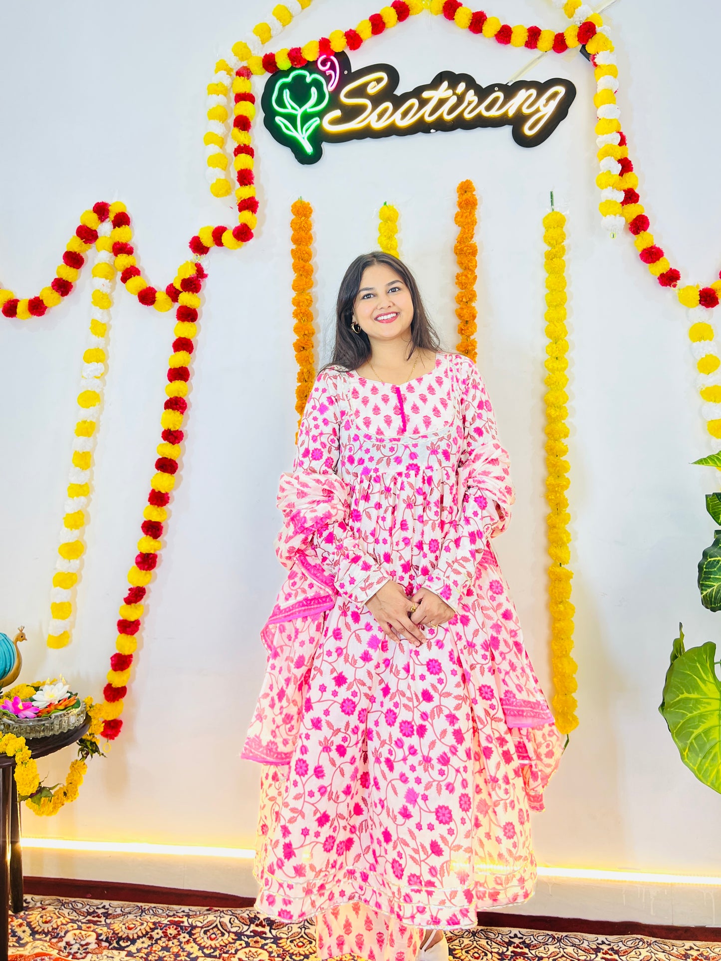 Pink Festive Floral Suit