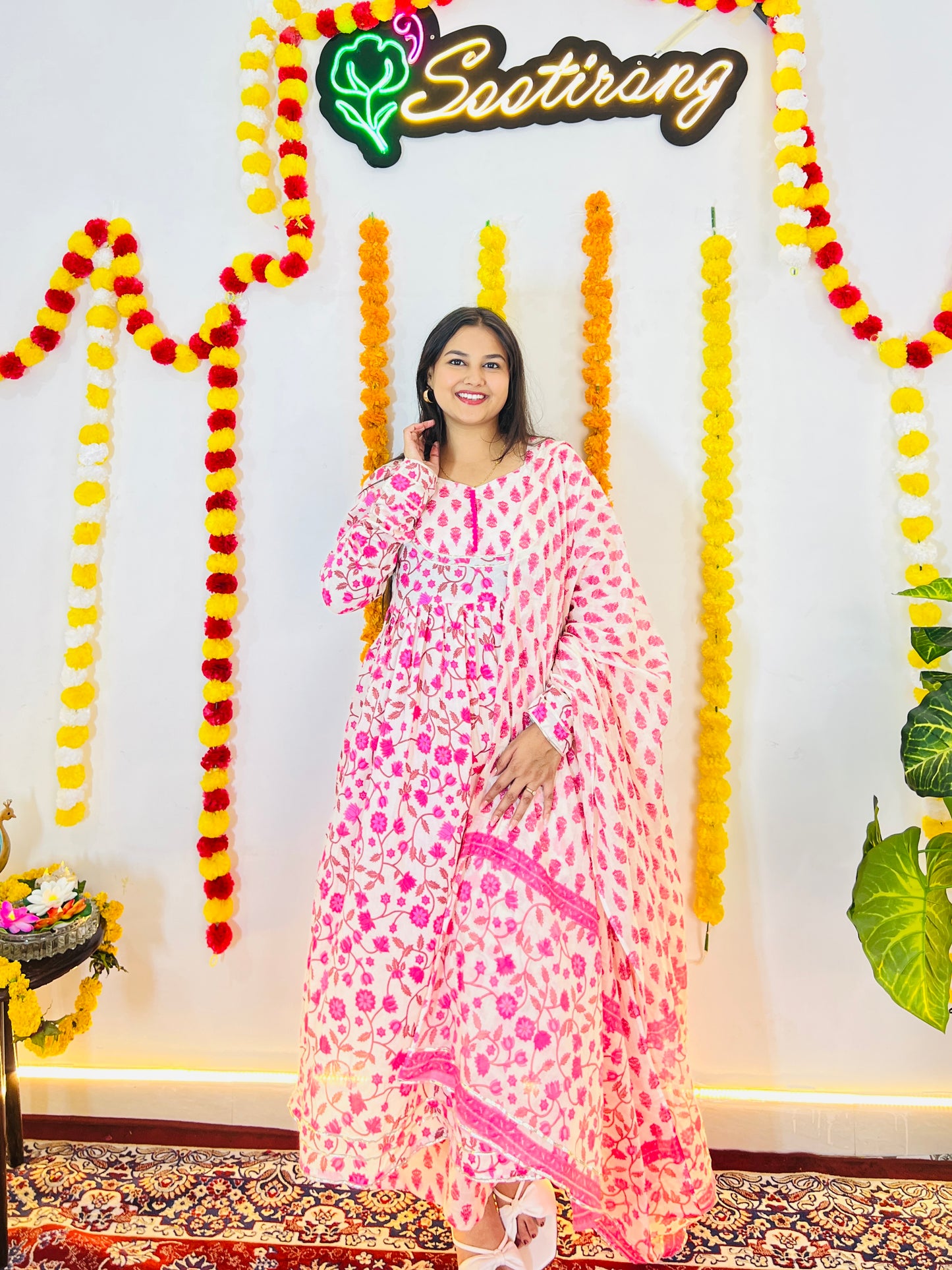 Pink Festive Floral Suit