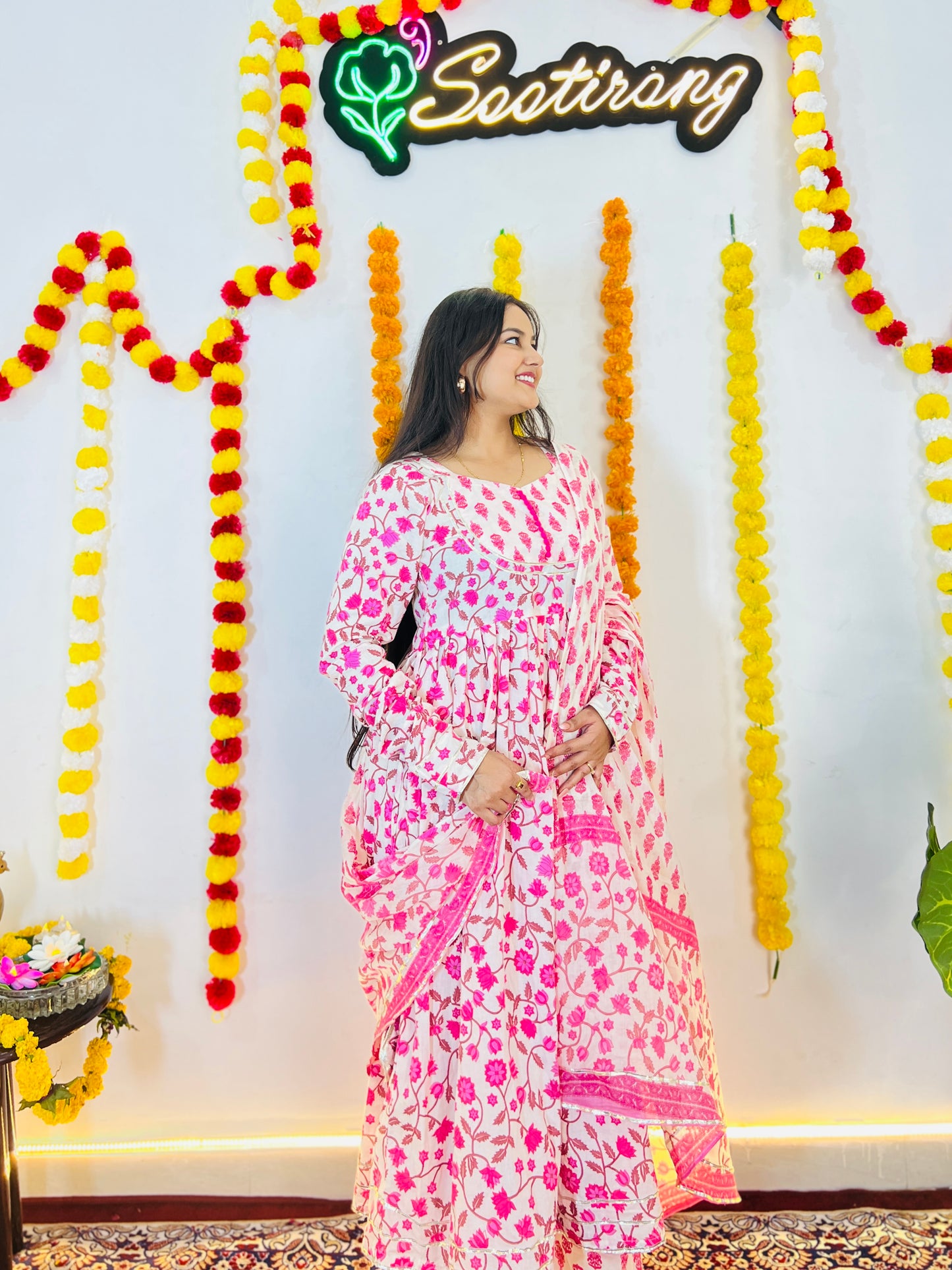 Pink Festive Floral Suit