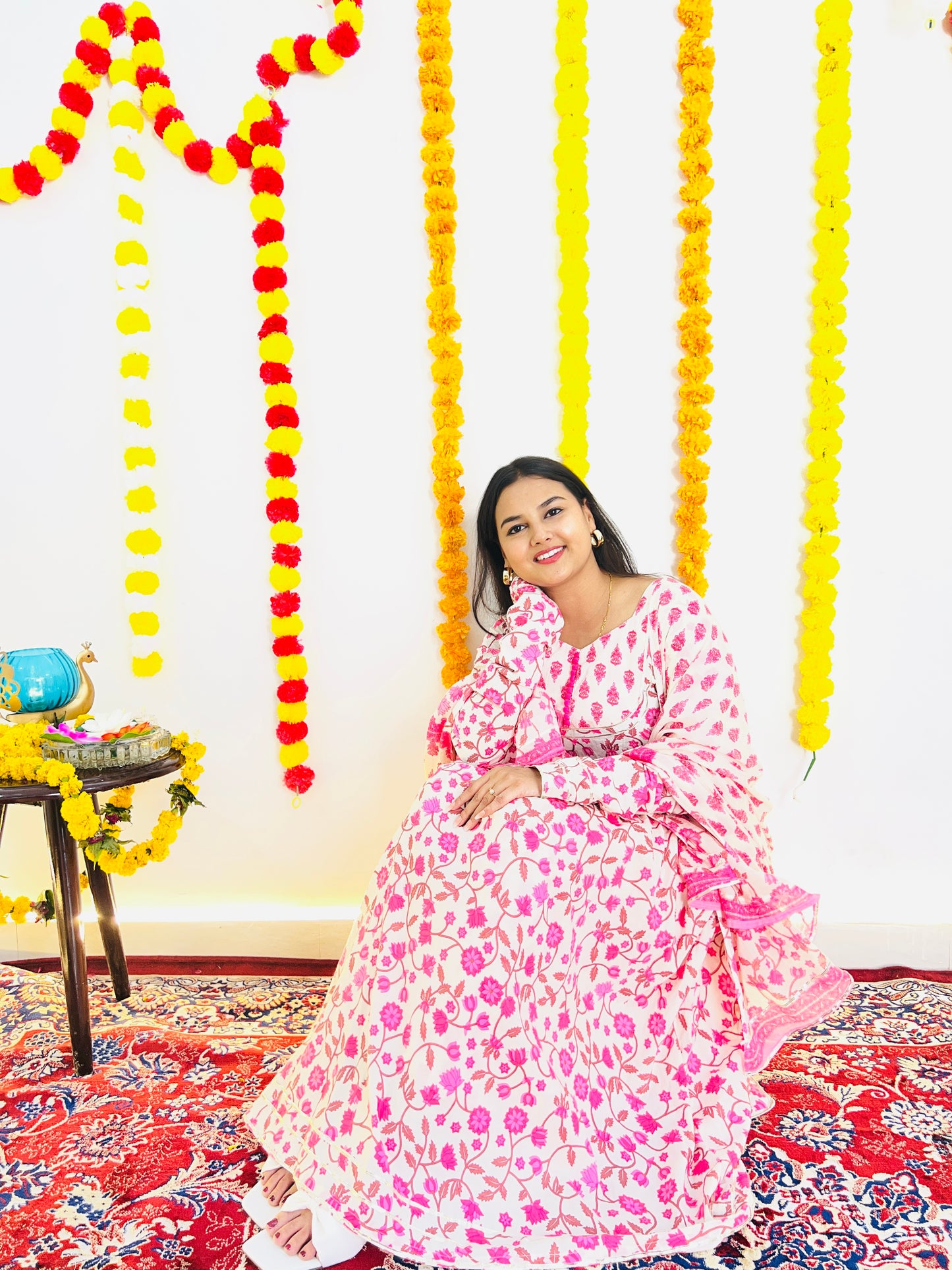 Pink Festive Floral Suit
