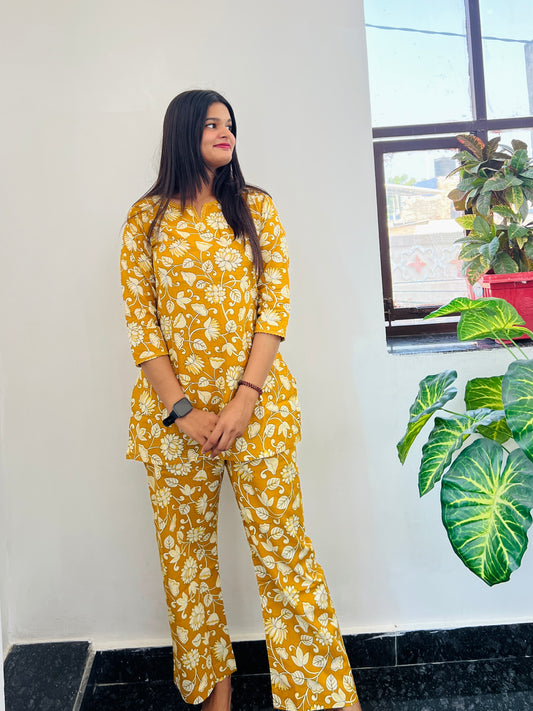Yellow floral Co-ord Set