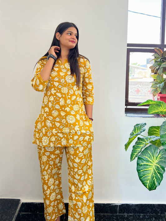 Yellow floral Co-ord Set