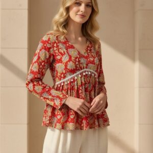 luxury cotton floral short kurti